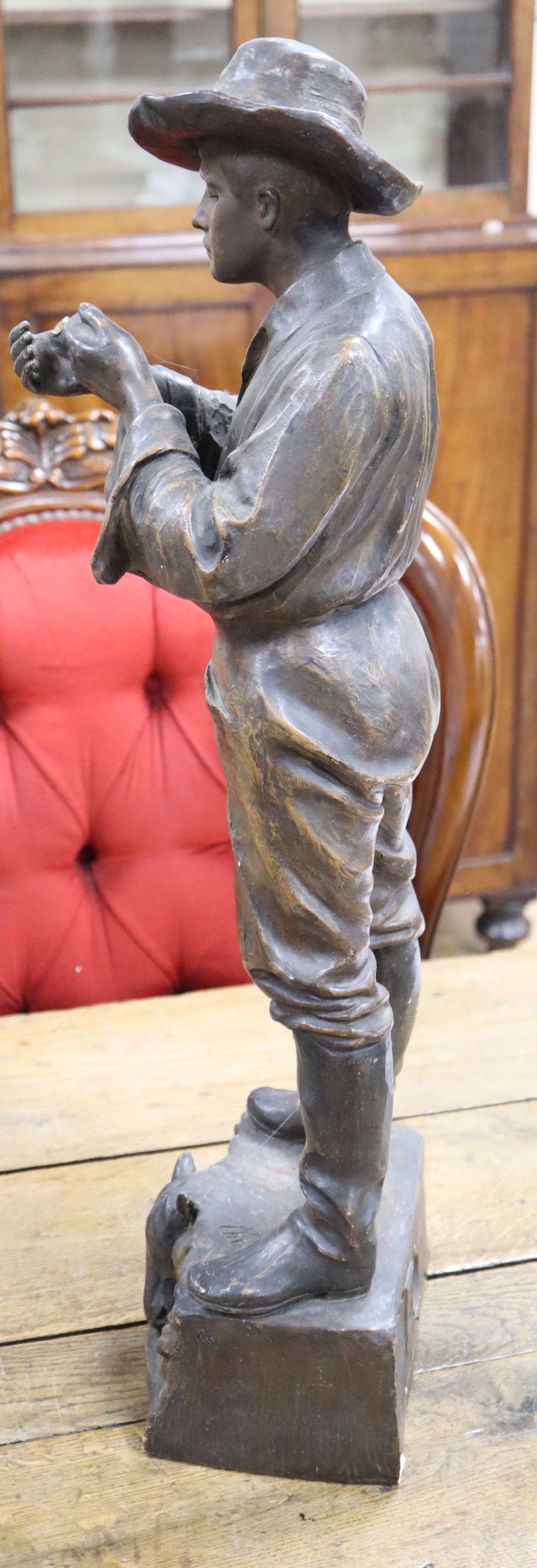 A large Goldscheider cold painted pottery figure of a cowboy, height 67cm